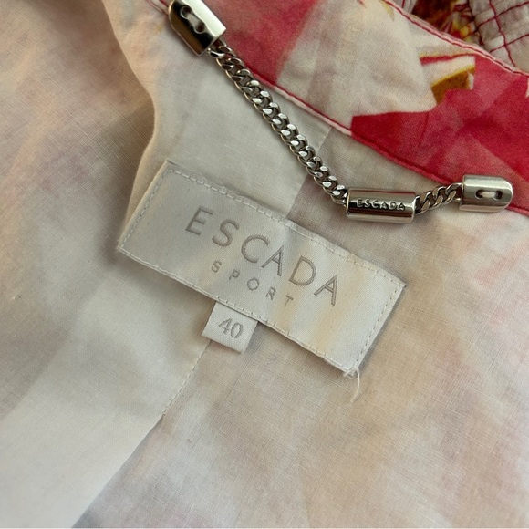 Escada Pink and White Floral Moto Bomber Jacket 40 - Picture 5 of 12